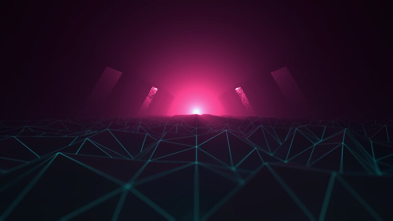 Geometric Landscape with Glowing Lines