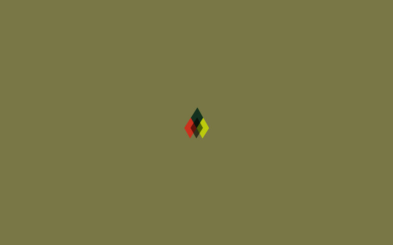 geometric logo on olive background