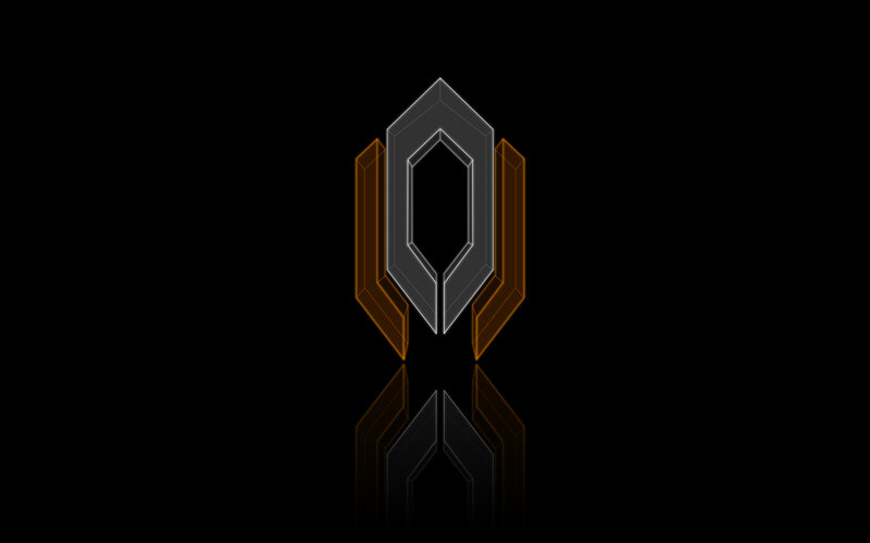 geometric logo with reflection