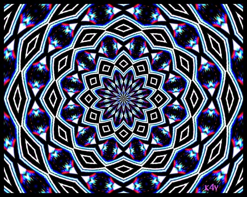 Geometric Mandala Pattern — Black, Hypnotic, Digital Art, Diamond Shapes