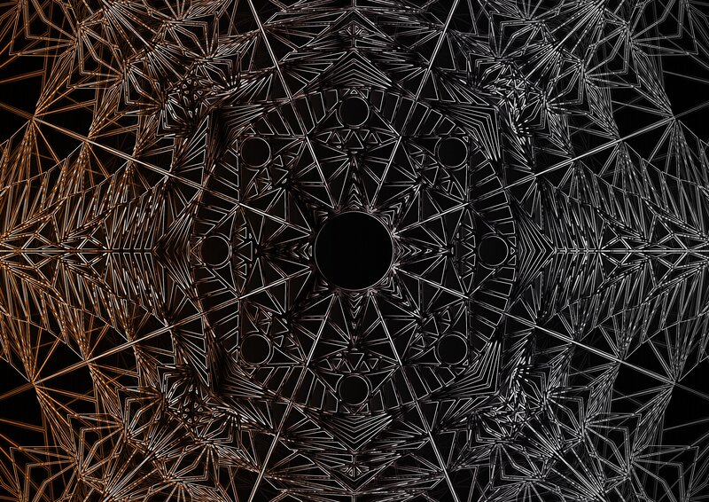 Geometric Mandala Pattern — Black, Symmetrical, Digital Art