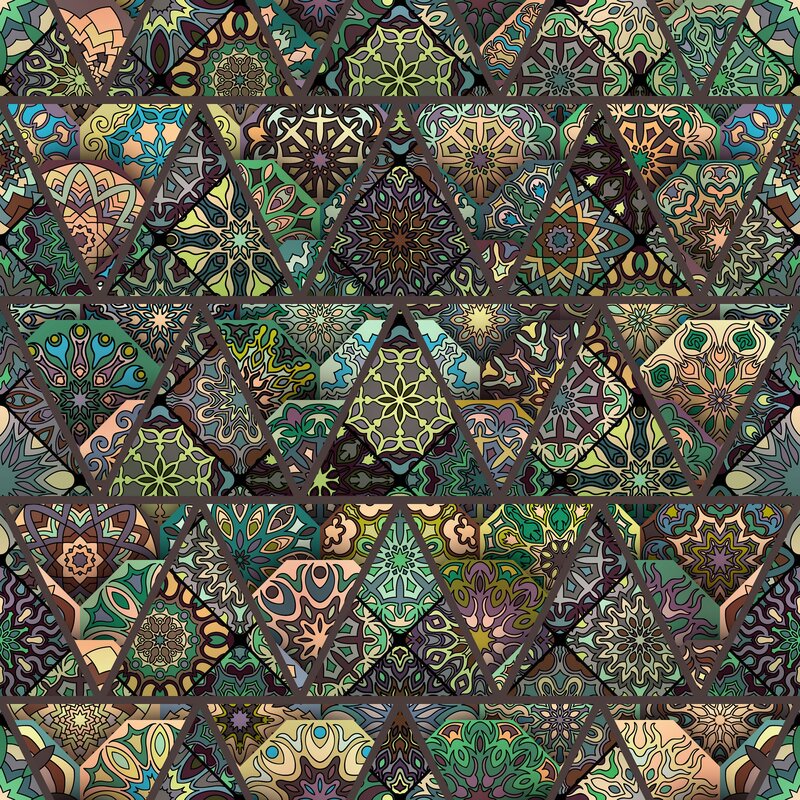 Geometric Mandala Pattern — Green, Complex