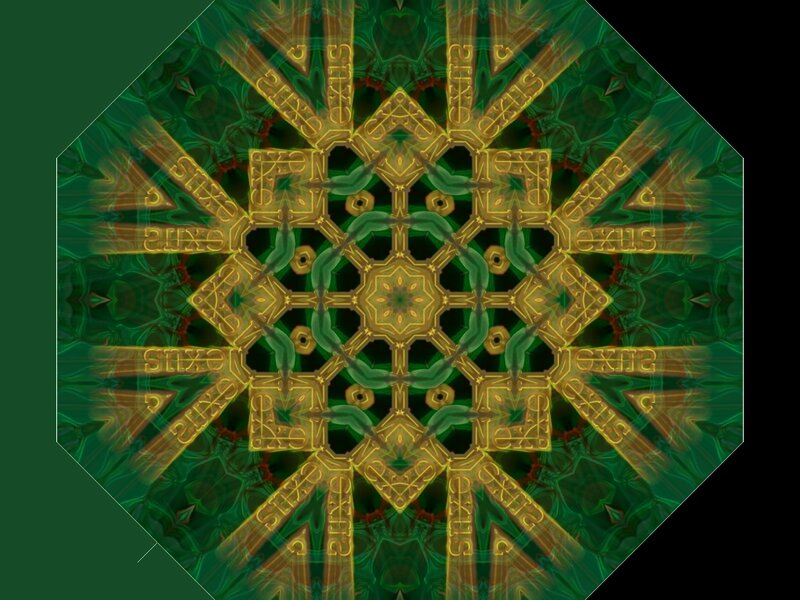 Geometric Mandala Pattern — Green, Hypnotic, Digital Art