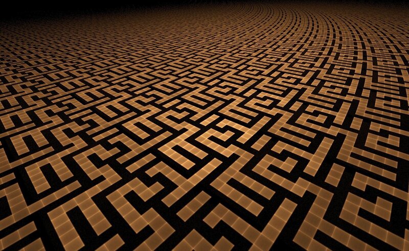 Geometric Maze Pattern — Black
