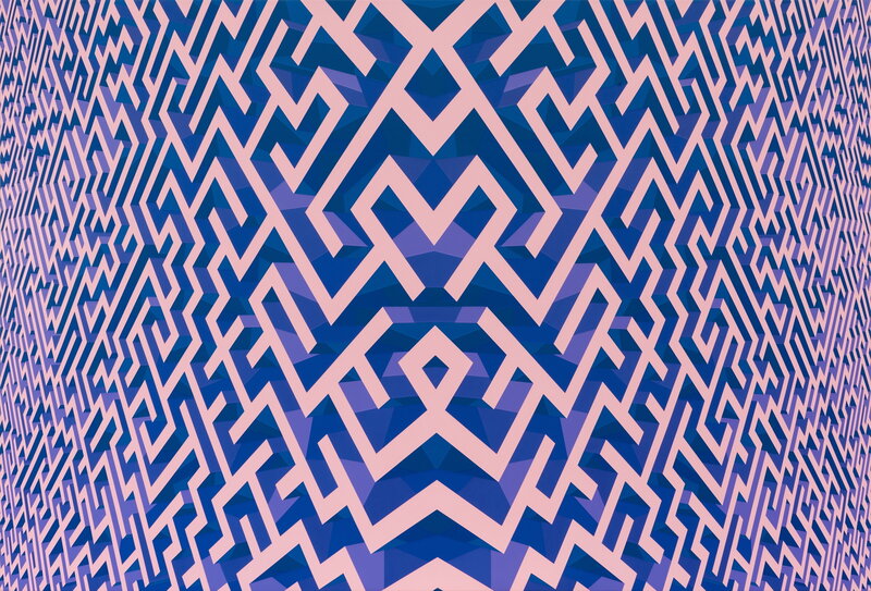 Geometric Maze Pattern — Blue