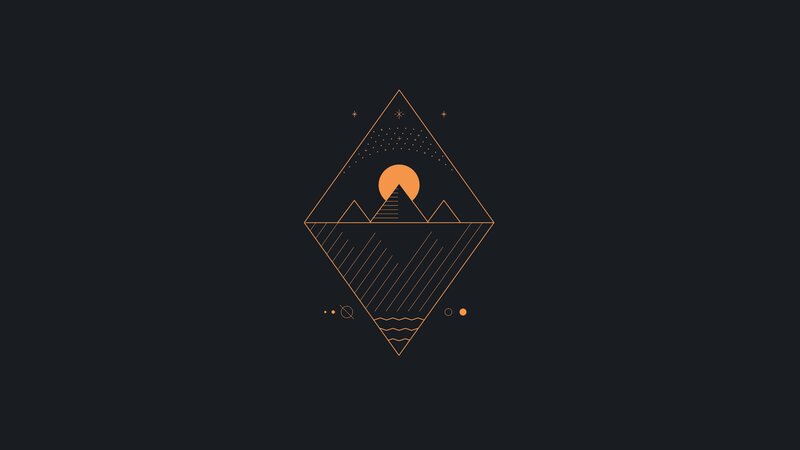 Geometric Mountain Landscape — Black