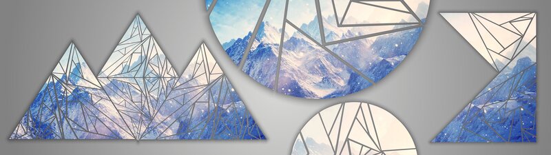 Geometric Mountain Landscape — Blue