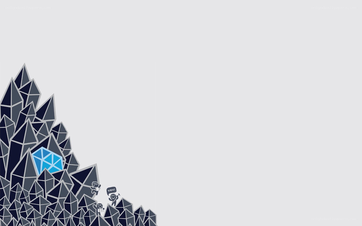 geometric mountain with blue gem