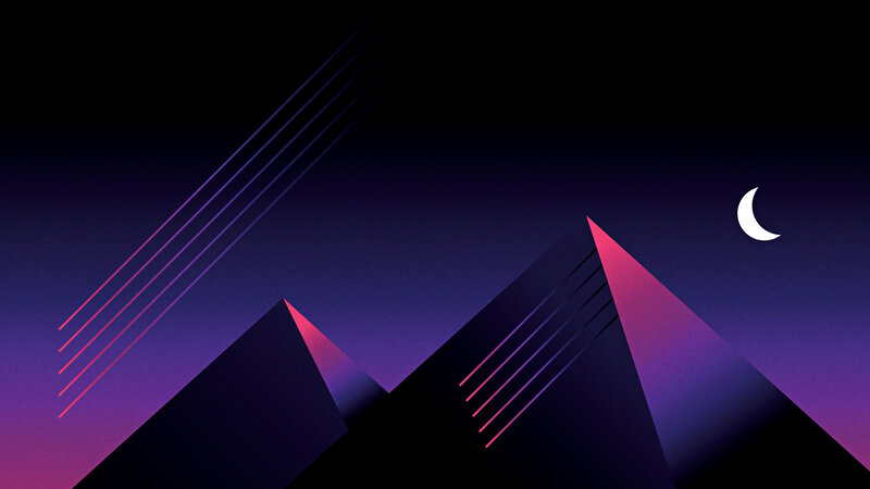 Geometric Mountains at Night — Purple