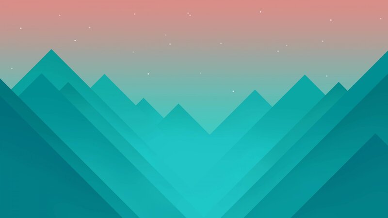 Geometric Mountains — Teal, Serene, Sunset