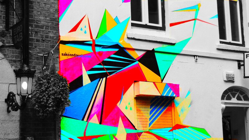 Geometric Mural on Building