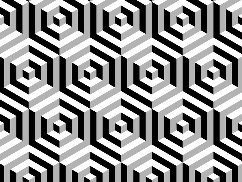 Geometric Pattern — Black, Hypnotic, Abstract, Hexagons