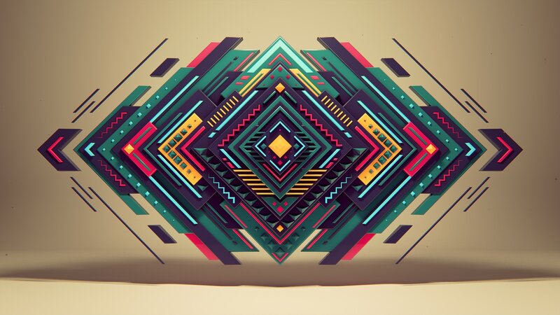 Geometric Pattern Design — Teal, Symmetrical, Digital Art