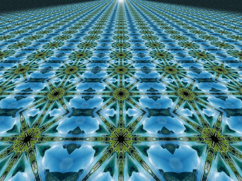 Geometric Pattern Floor — Blue