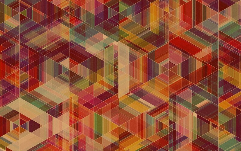Geometric Pattern of Cubes — Red, Complex, Abstract