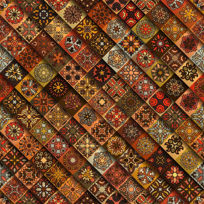 Geometric Pattern Tiles — Brown