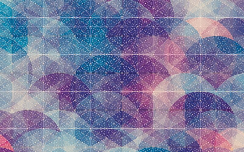 Geometric Pattern with Circles — Blue, Calm, Abstract, Lines, Triangles, Purple