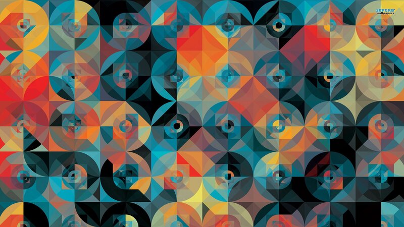 Geometric Pattern with Circles — Blue, Vibrant, Abstract
