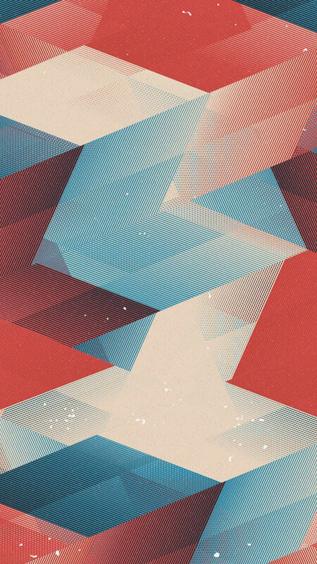 Geometric Pattern with Cubes — Red