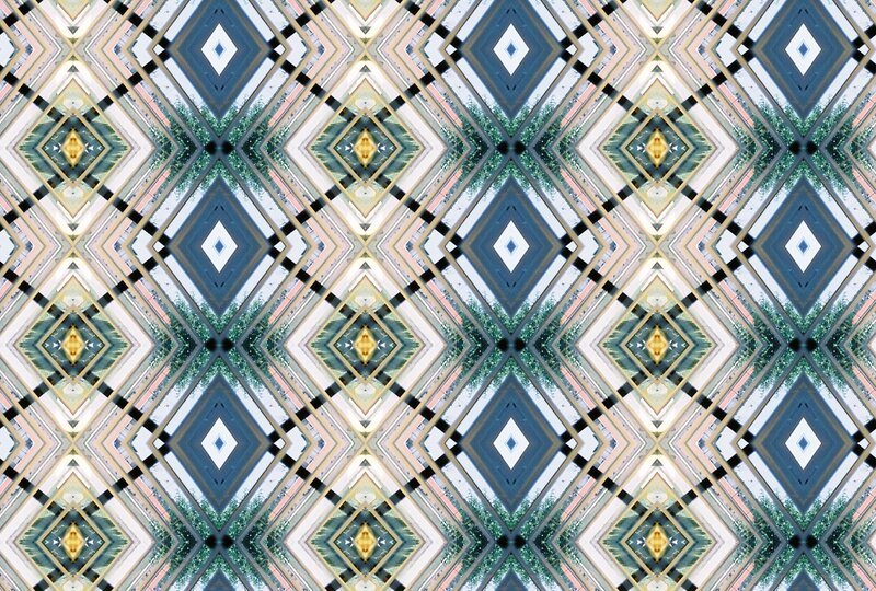 Geometric Pattern with Diamonds — Blue