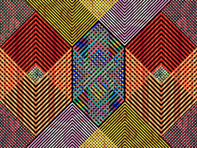 Geometric Pattern with Diamonds — Red