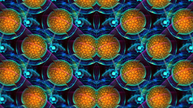Geometric Pattern with Eyes — Blue