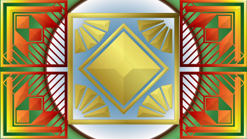 Geometric Pattern with Gold Diamond