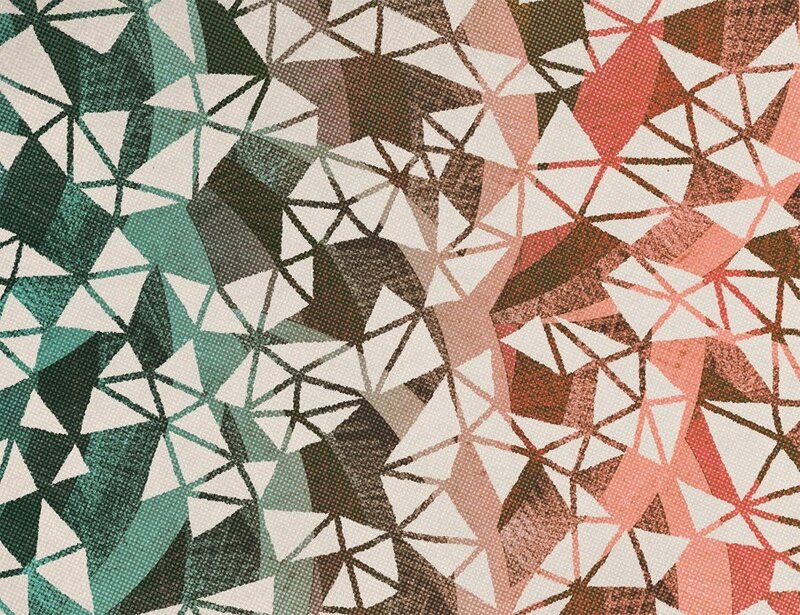 geometric pattern with green and red tones