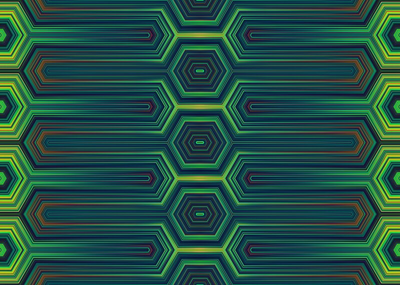 Geometric Pattern with Hexagons — Green, Hypnotic
