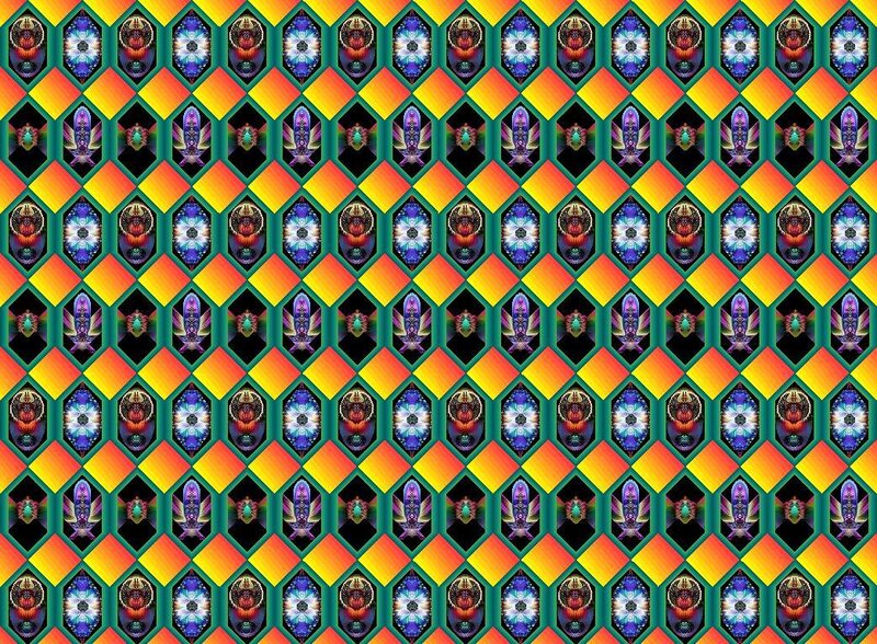 geometric pattern with repeating icons