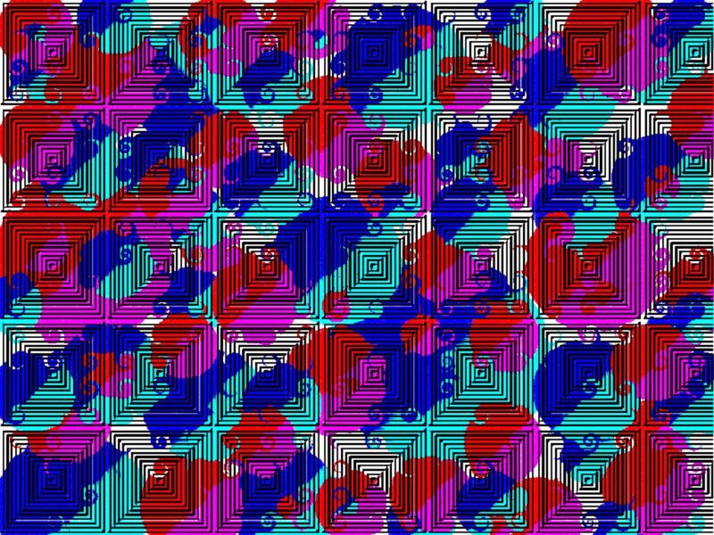 Geometric Pattern with Squares — Red