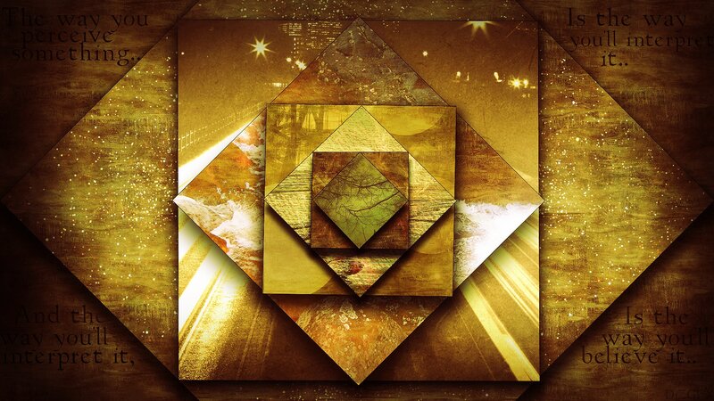Geometric Pattern with Text — Gold