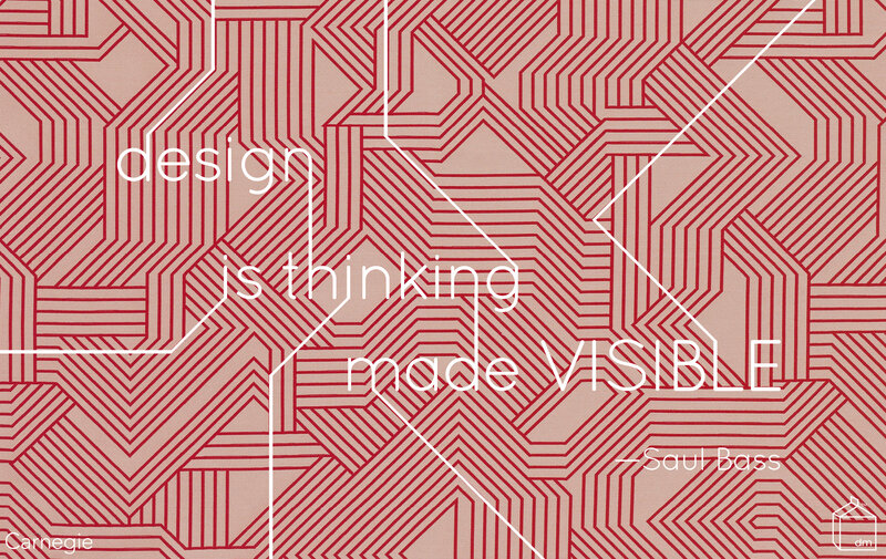Geometric Pattern with Text — Red