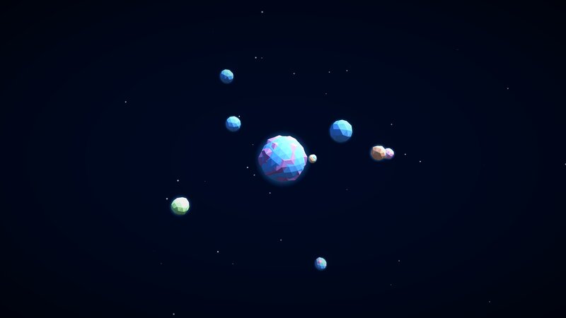 Geometric Planets in Space — Blue, Serene