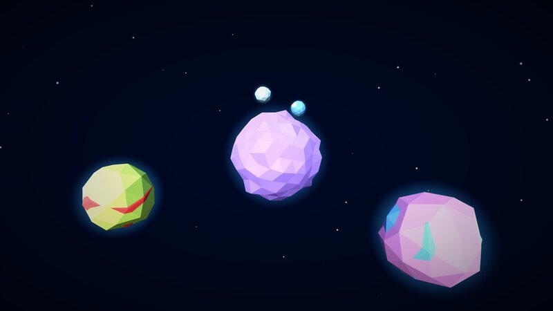 Geometric Planets in Space — Purple, Serene, Night