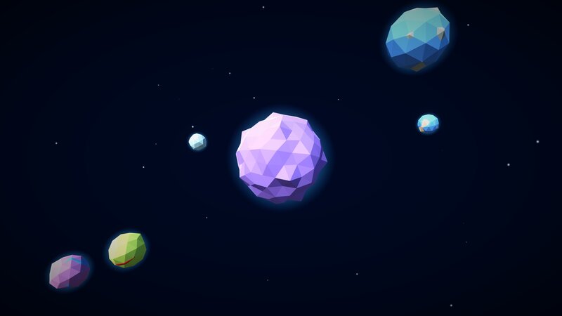 Geometric Planets in Space — Purple, Serene
