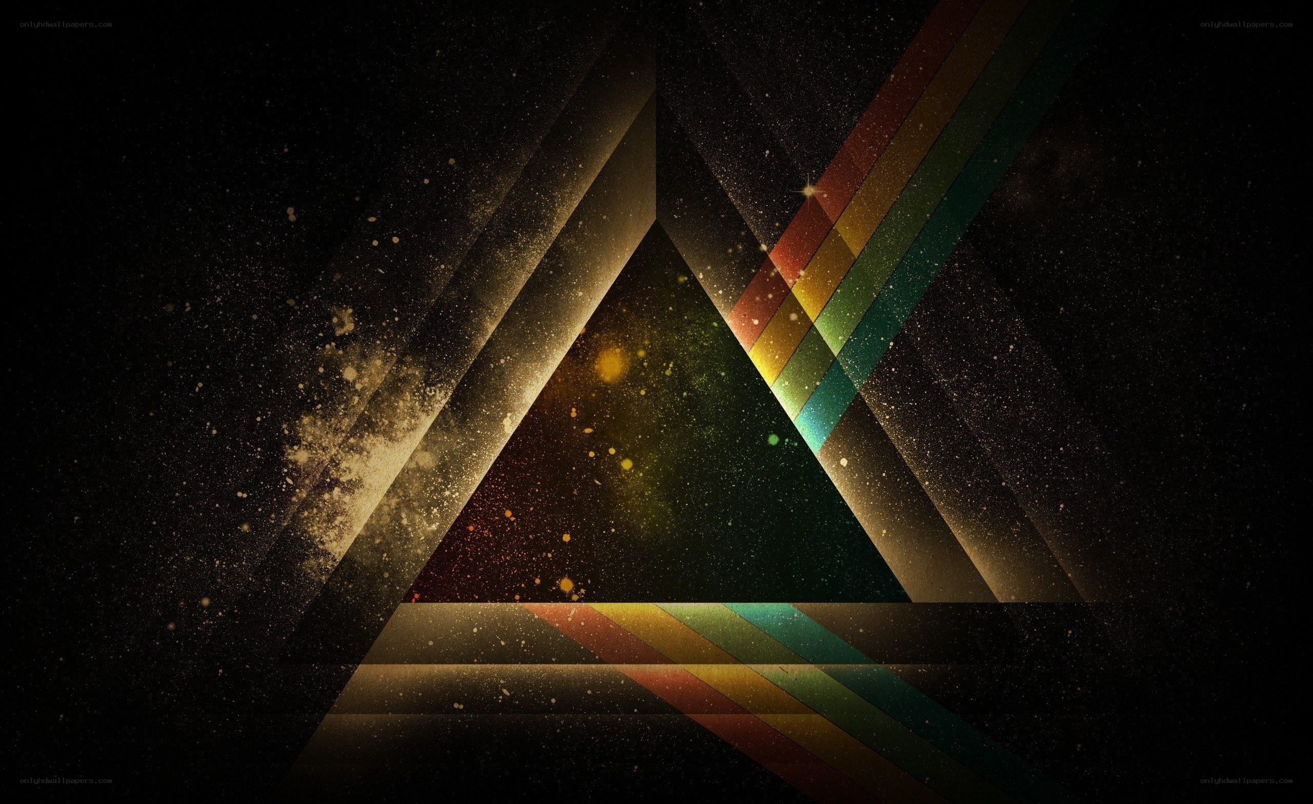 geometric prism with rainbow light