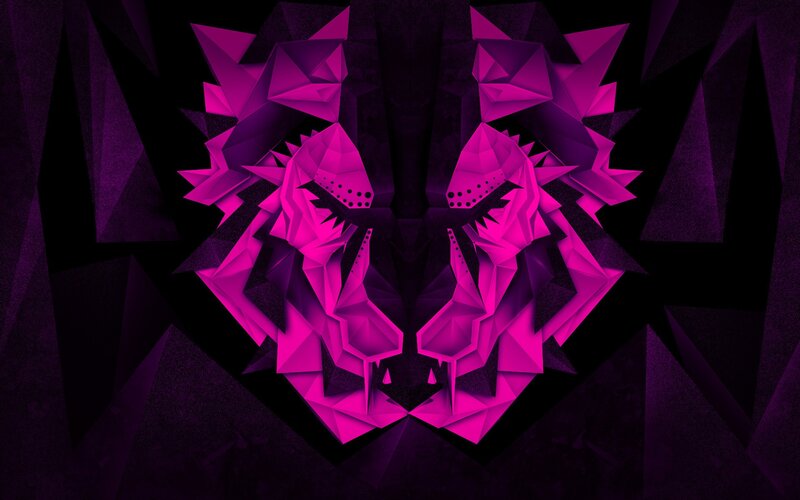geometric purple wolf head