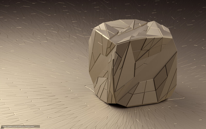 Geometric Rock Sculpture — Beige