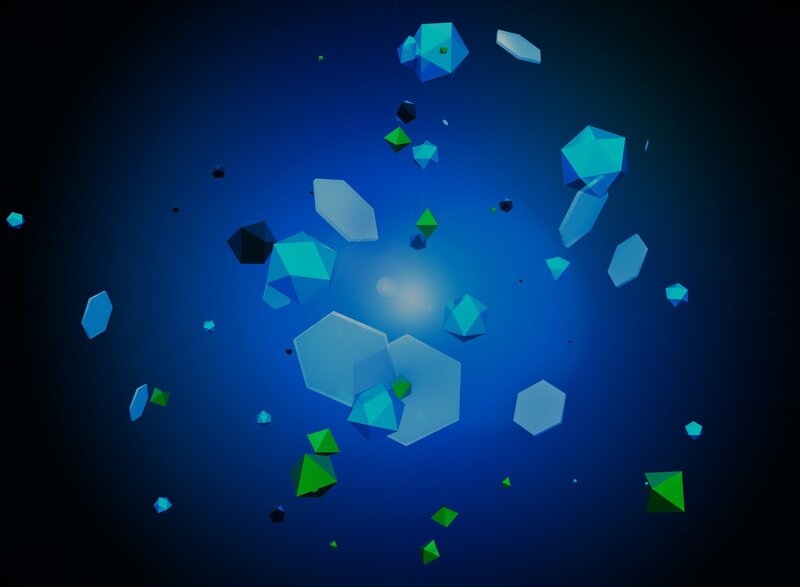 Geometric Shapes Floating — Blue