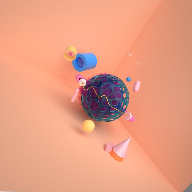 Geometric Shapes Floating — Peach