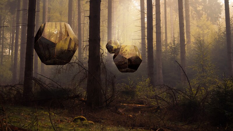 Geometric Shapes in Forest — Green