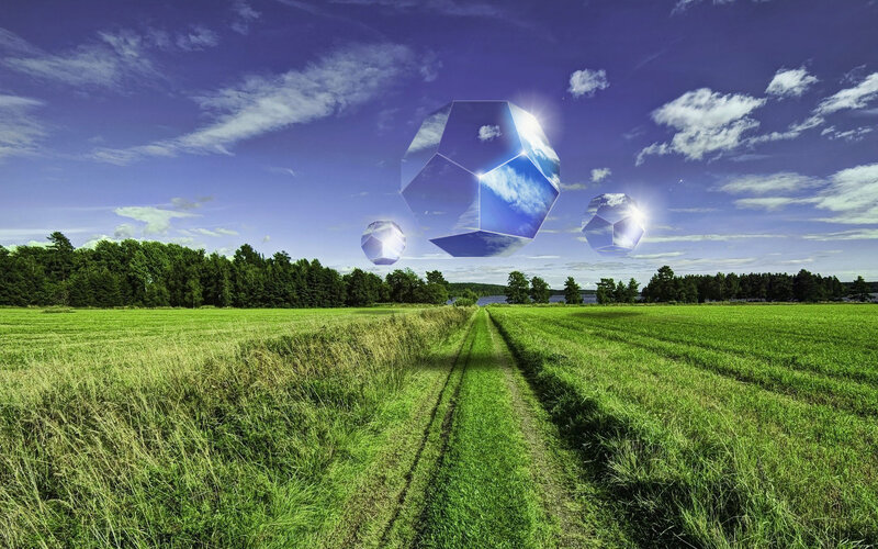 Geometric Shapes in Sky — Green