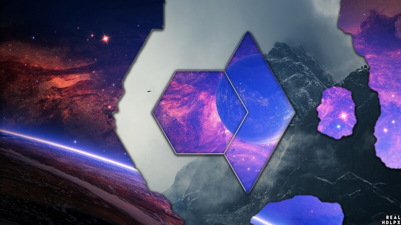 Geometric Shapes in Space — Purple, Cosmic