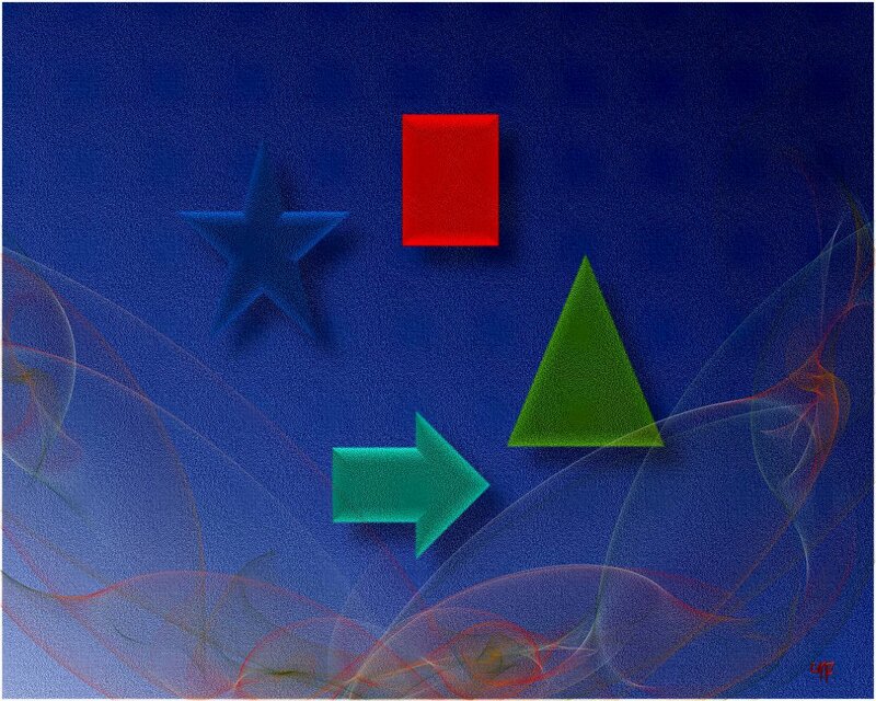 Geometric Shapes on Blue