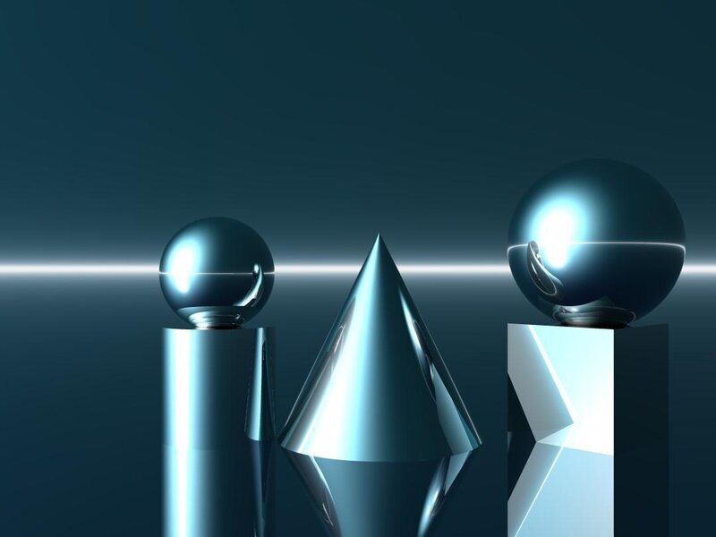 Geometric Shapes on Pedestals