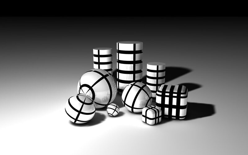 geometric shapes with black stripes