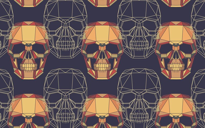 Geometric Skulls Pattern — Blue