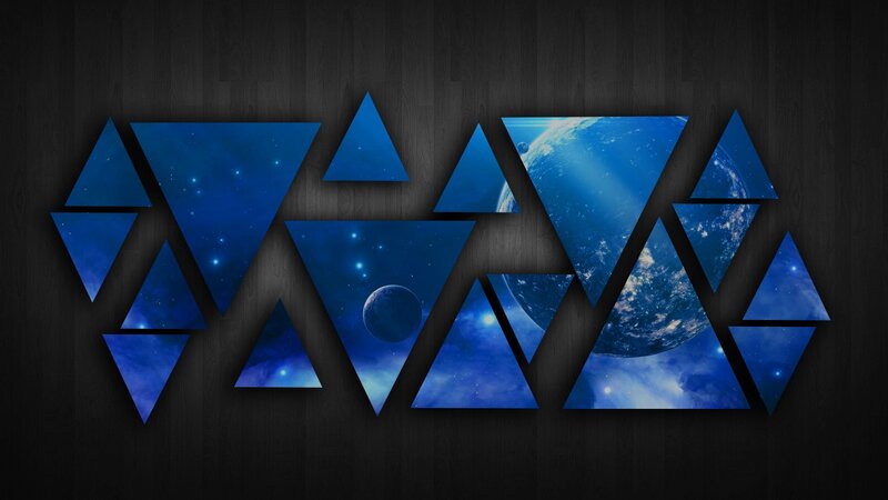 Geometric Space Collage — Blue