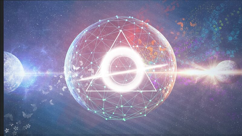 Geometric Sphere in Space — Purple, Cosmic